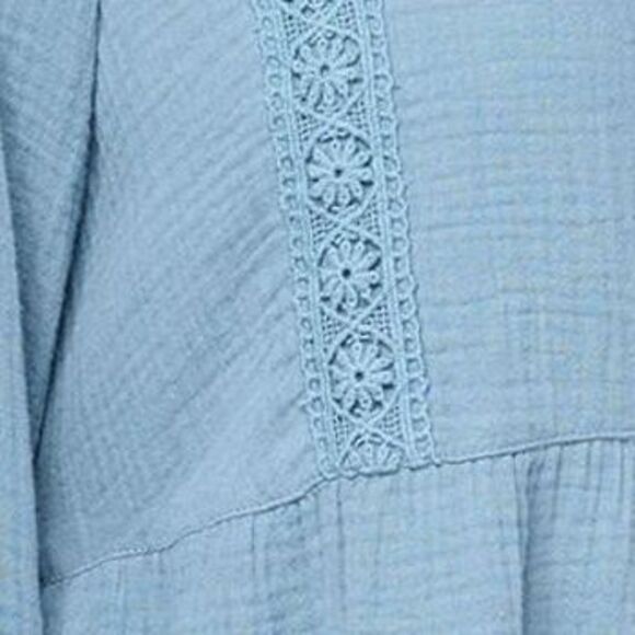 Denim & Co. Women's Top Sz M Canyon Retreat Long Sleeve V Neck Blue A618532 - Picture 2 of 7